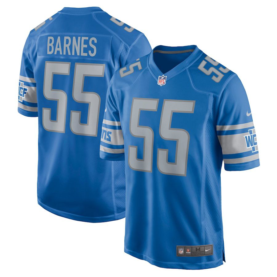 Men Detroit Lions 55 Derrick Barnes Nike Blue Game Player NFL Jersey